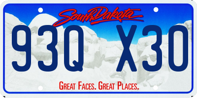 SD license plate 93QX30