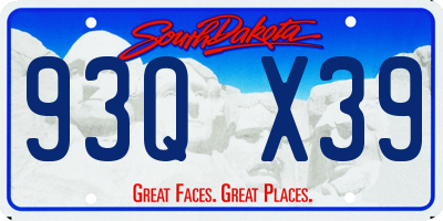 SD license plate 93QX39