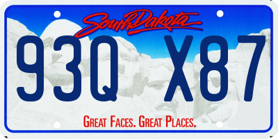 SD license plate 93QX87