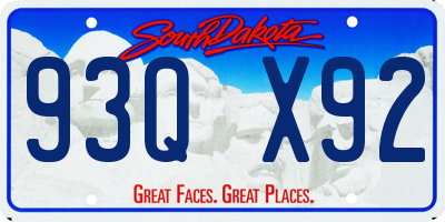SD license plate 93QX92