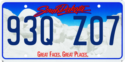 SD license plate 93QZ07