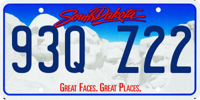SD license plate 93QZ22