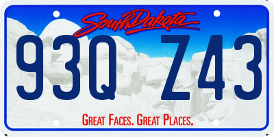 SD license plate 93QZ43