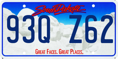 SD license plate 93QZ62