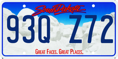 SD license plate 93QZ72