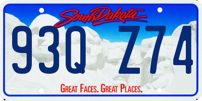 SD license plate 93QZ74