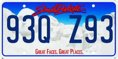 SD license plate 93QZ93