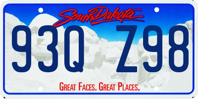 SD license plate 93QZ98