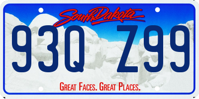 SD license plate 93QZ99
