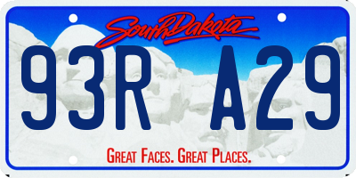 SD license plate 93RA29