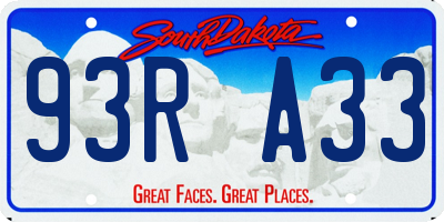 SD license plate 93RA33