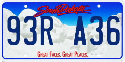 SD license plate 93RA36