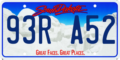 SD license plate 93RA52