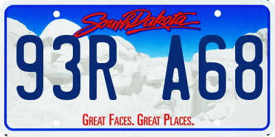 SD license plate 93RA68
