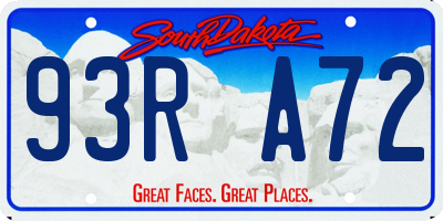 SD license plate 93RA72