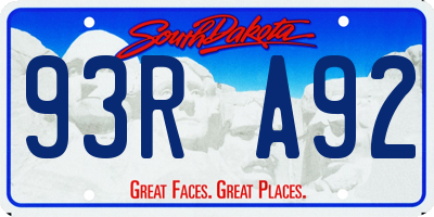 SD license plate 93RA92