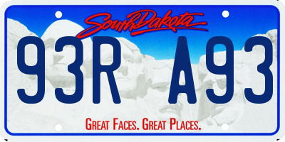 SD license plate 93RA93