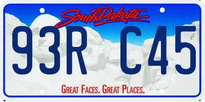 SD license plate 93RC45