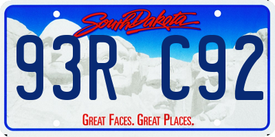 SD license plate 93RC92