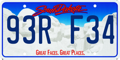 SD license plate 93RF34