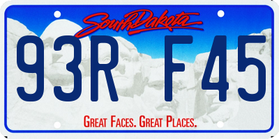 SD license plate 93RF45