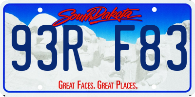 SD license plate 93RF83