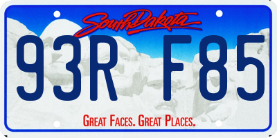 SD license plate 93RF85