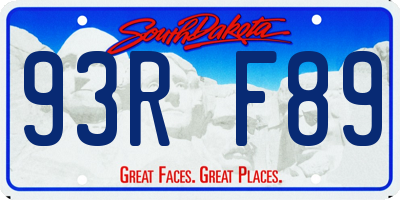 SD license plate 93RF89