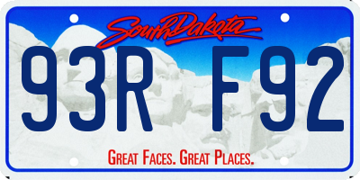SD license plate 93RF92