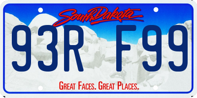 SD license plate 93RF99