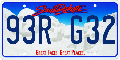 SD license plate 93RG32