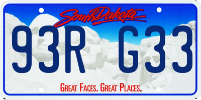 SD license plate 93RG33