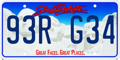 SD license plate 93RG34
