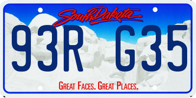 SD license plate 93RG35
