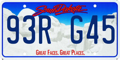 SD license plate 93RG45
