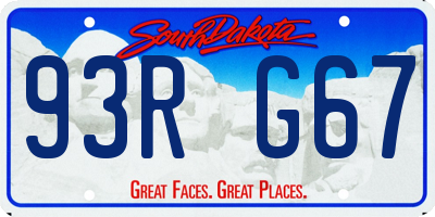 SD license plate 93RG67