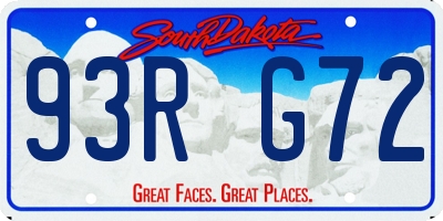 SD license plate 93RG72