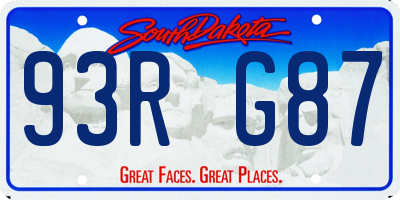SD license plate 93RG87