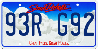 SD license plate 93RG92