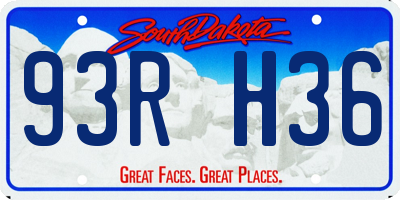 SD license plate 93RH36