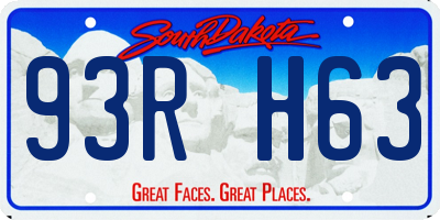 SD license plate 93RH63