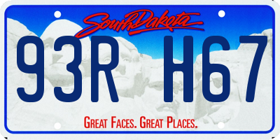 SD license plate 93RH67