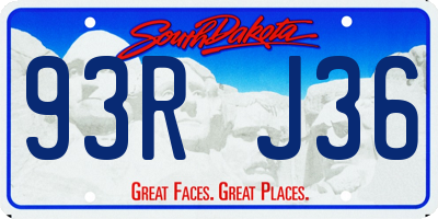 SD license plate 93RJ36