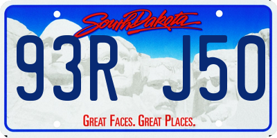 SD license plate 93RJ50