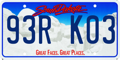 SD license plate 93RK03