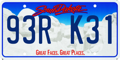 SD license plate 93RK31