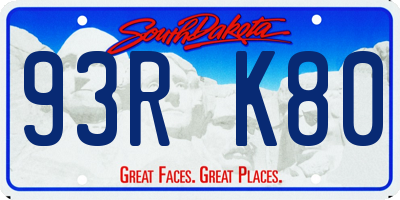 SD license plate 93RK80