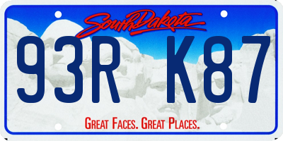 SD license plate 93RK87