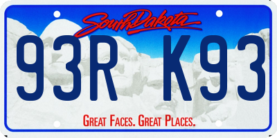 SD license plate 93RK93