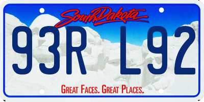 SD license plate 93RL92